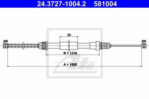 ATE 24.3727-1004.2 Cable, parking brake